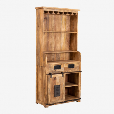 Uain Mango Wood Cupboard With 2 Drawers Mango Wood - Sklum