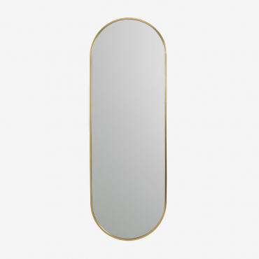 Elsie Gold Metal Oval Wall Mirror Yellow Gold - Sklum