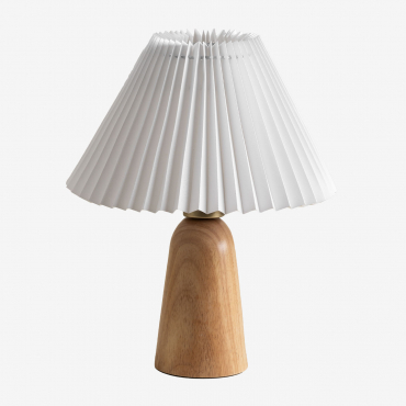 Jeremaia Wooden Table Lamp White - Natural Wood - Sklum