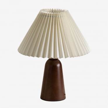 Jeremaia Wooden Table Lamp Beige Cream - Dark Brown Wood - Sklum