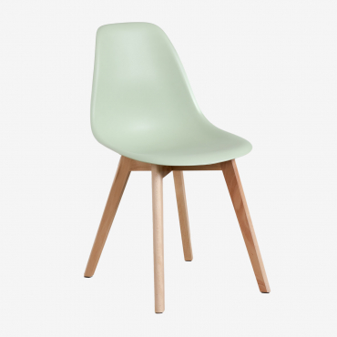 Pack Of 2 Dining Chairs In Polypropylene And Beech Wood Scand Nordic Celadon Green - Sklum