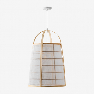 Bamboo And Cotton Ceiling Lamp (ø40 Cm) Mikayla White - Sklum