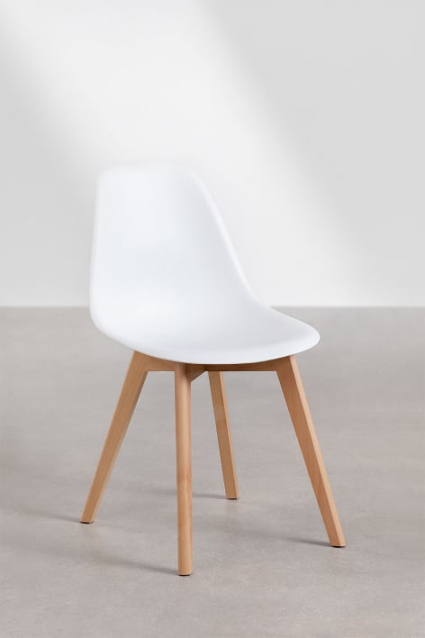 Pack of 4 dining chairs in polypropylene and beech wood Scand Nordic - White