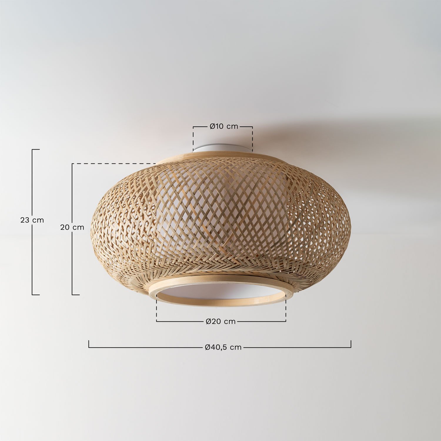 Terles Bamboo Ceiling Lamp, MEASURES