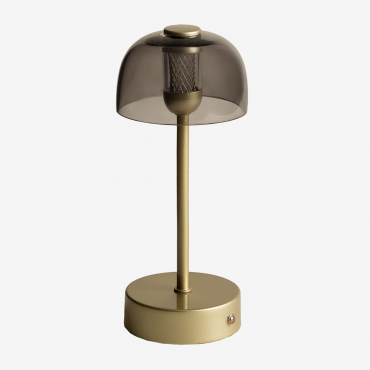 Gold Wireless Led Table Lamp In Iron And Crystal Golden - Sklum