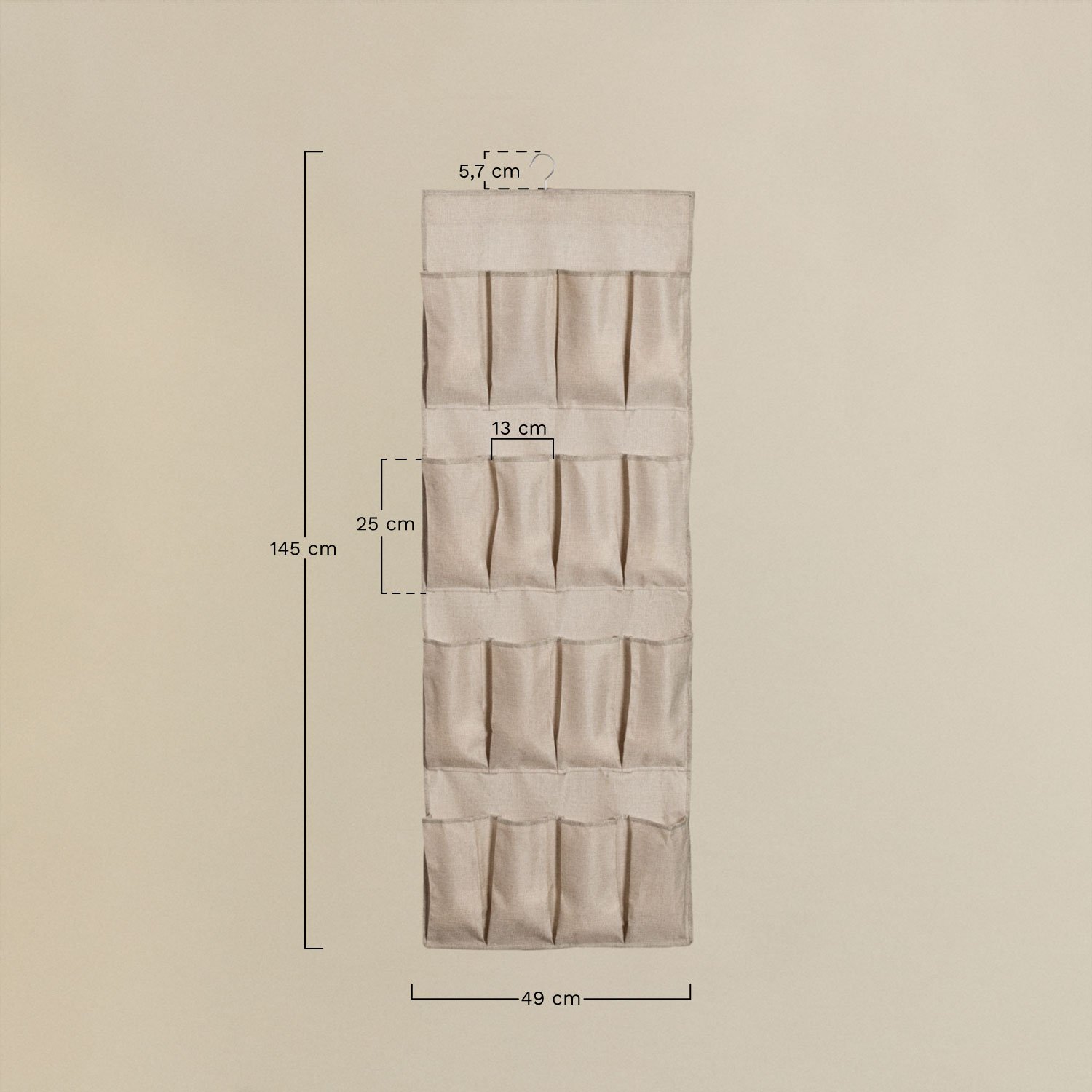 The Set of 2 Klere hanging organizers with metal hanger, MEASURES