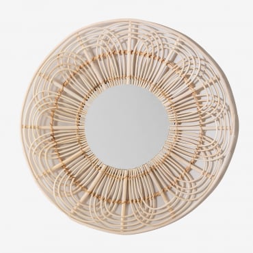 Round Rattan Wall Mirror Ø60 Cm Corent Natural - Sklum