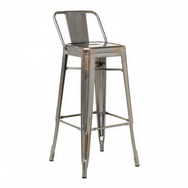 High Stool With Steel Brushed Backrest (76 Cm) Lix Steel - Sklum