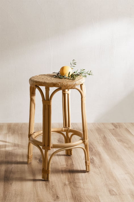 High stool 65 cm in natural finish rattan Jachel