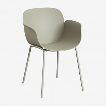 Pack Of 4 Dining Chairs In Polypropylene And Steel Lynette Bamboo Green - Sklum