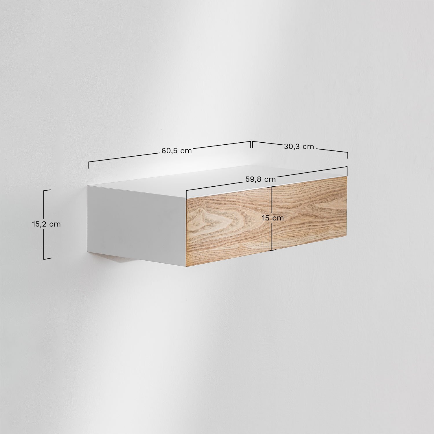 Florens wall-mounted hallway console, MEASURES