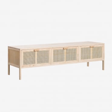 Rattan & Wood Tv Cabinet Reyna Brown Natural Wood - Sklum