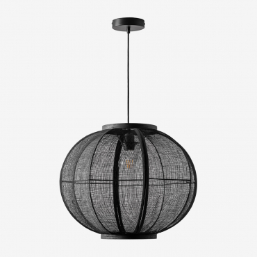 Ziyec Linen Pendant Ceiling Lamp Black & Ø50 Cm - Sklum