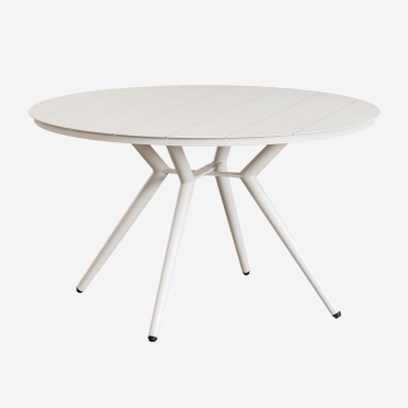 Round Dining Table In Aluminum Valerie Gardenia White & Ø125 Cm - Sklum
