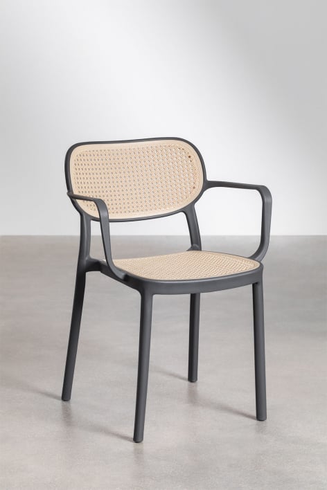 Pack of 4 stackable garden chairs with armrests in polypropylene Omara