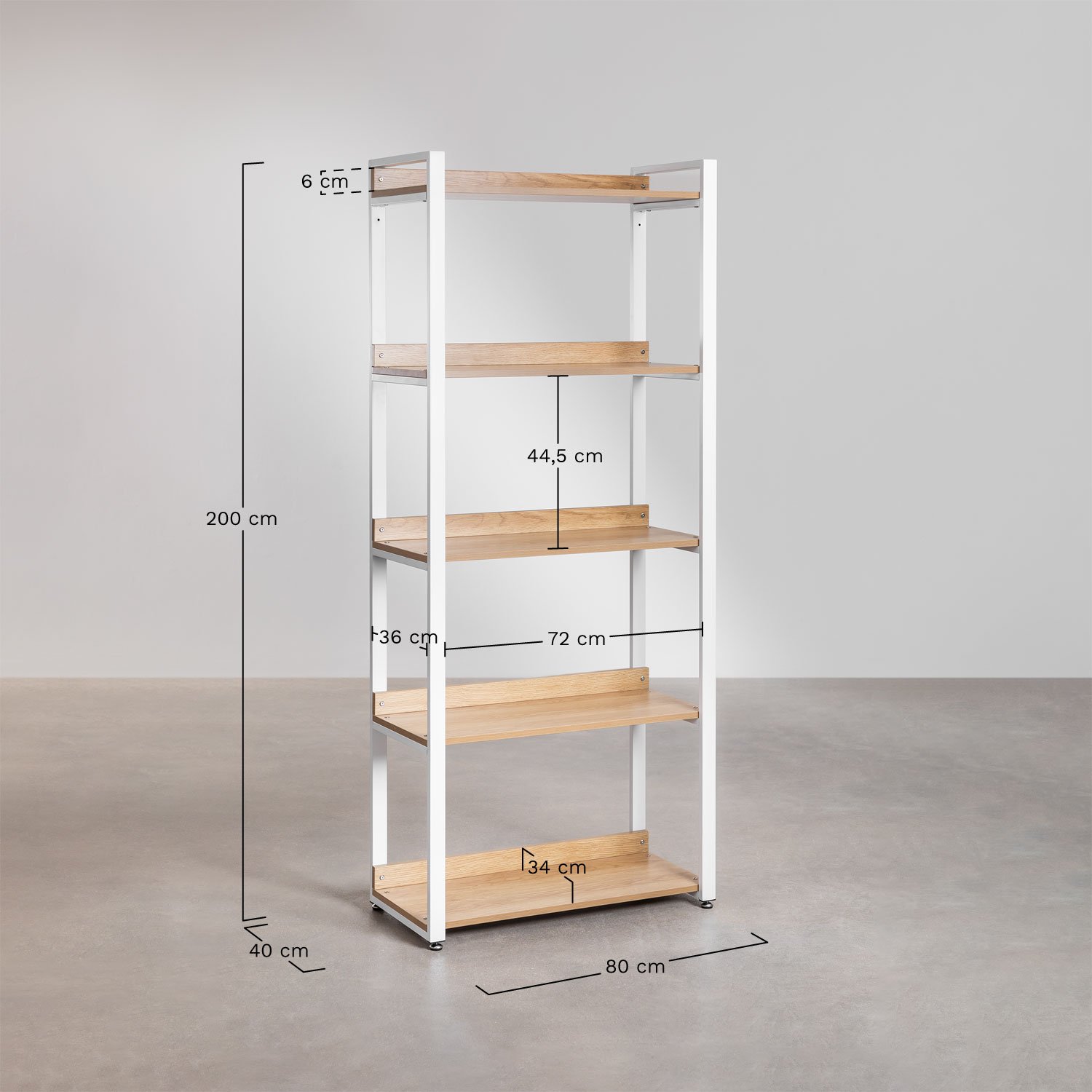 Ariaster steel and wood shelf, MEASURES