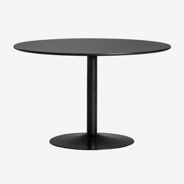 Round Dining Table In Mdf And Metal Yvetta Black & Ø120 Cm & Black - Sklum