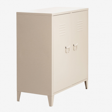 Pohpli Steel 2 Door Locker Sideboard Tapioca Beige - Sklum