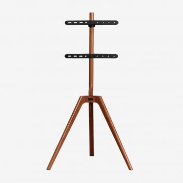 Curtiz Steel And Wood Tv Tripod Floor Stand Brown Ligh Brown Wood - Sklum