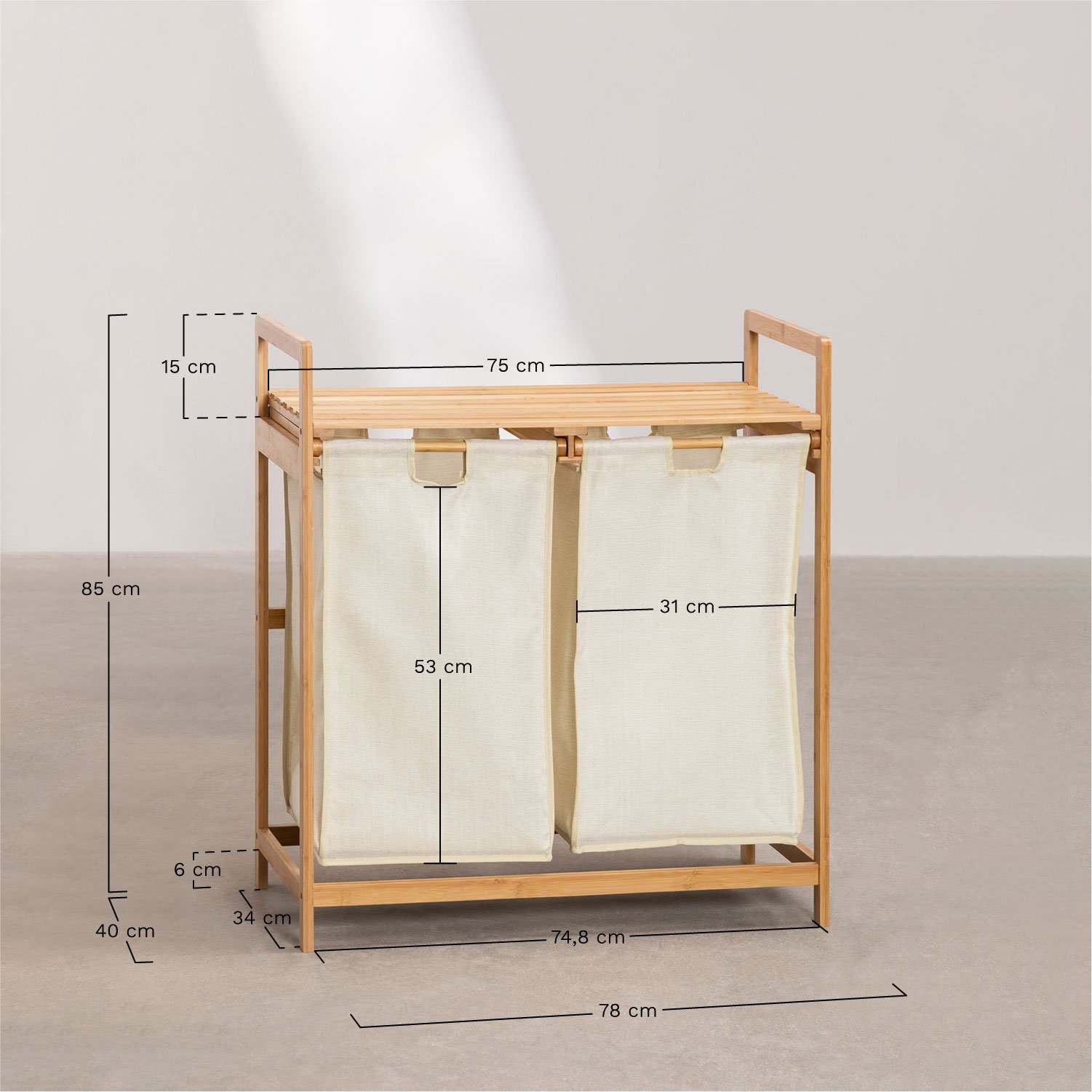 Joesh Bamboo Laundry Basket, MEASURES