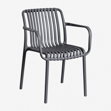 Pack Of 4 Wendell Polypropylene Garden Chairs With Armrests Grey Graphite - Sklum