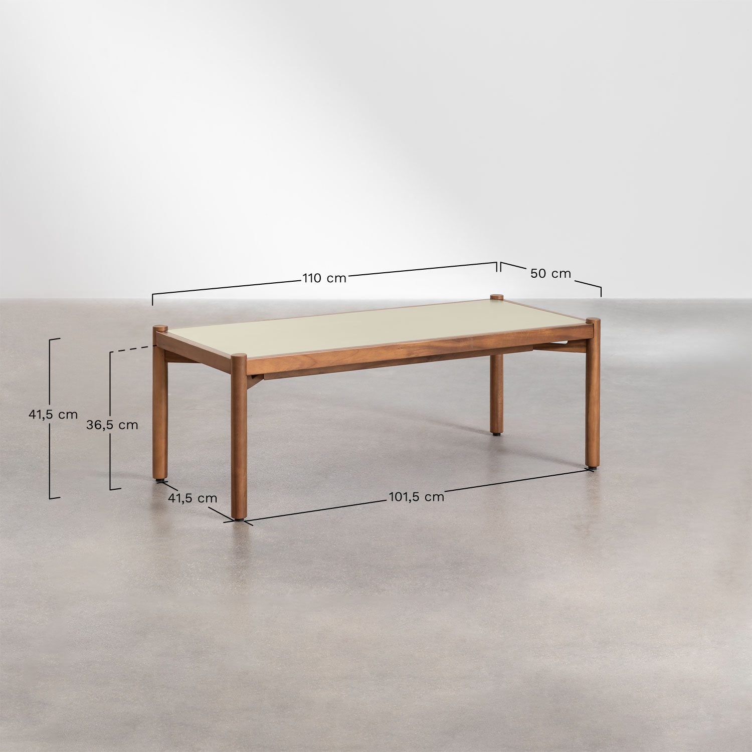 Garden coffee table in cement and acacia wood Gamila, MEASURES