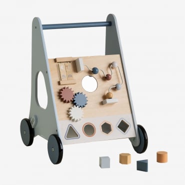 Bandile Kids Wooden Multi-activity Walker Cart Sky Blue - Sklum