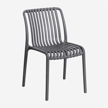 Pack Of 4 Wendell Polypropylene Stackable Garden Chairs Grey Graphite - Sklum