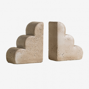 Set Of 2 Brissac Cement Bookends White - Sklum