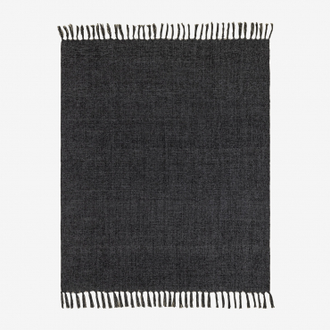 Maidina Chenille Plaid Blanket Grey Graphite - Sklum