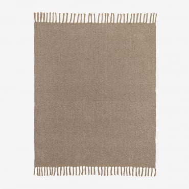 Maidina Chenille Plaid Manta Brown Wheat - Sklum