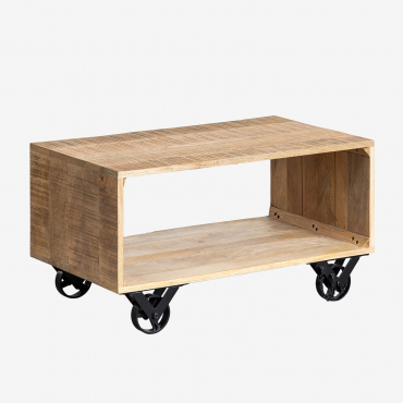 Mango Wood Coffee Table With Olson Wheels ↔︎ 75 Cm - Sklum