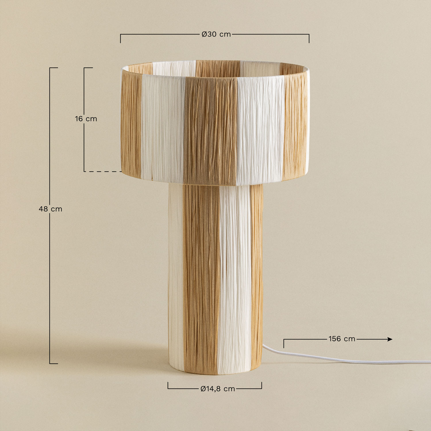 Evora Raffia Table Lamp, MEASURES
