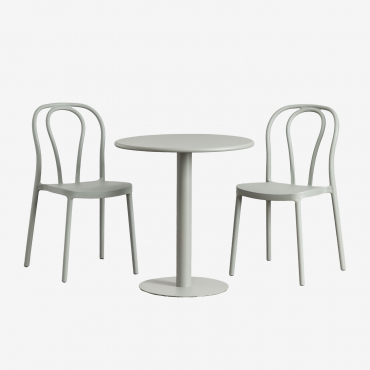 Mizzi Set Of Round Table (ø70 Cm) & 2 Garden Chairs Green Khaki - Sklum