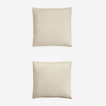 Set Of 2 Pillowcases In 160g/m² Sorana Linen Beige Semoline & 60 X 60 Cm - Sklum