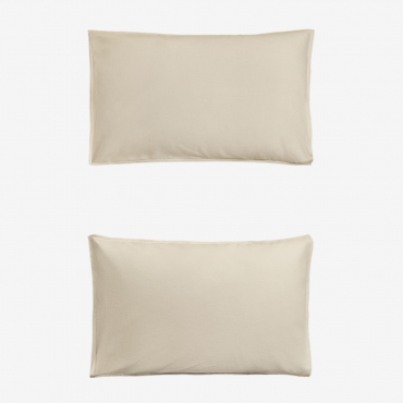 Set Of 2 Pillowcases In 160g/m² Sorana Linen Beige Semoline & 50 X 75 Cm - Sklum