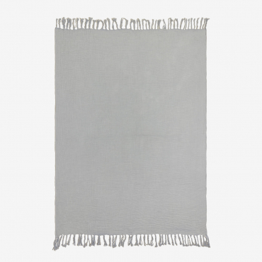 Eloi Cotton Gauze Plaid Blanket Glaciar Grey - Sklum