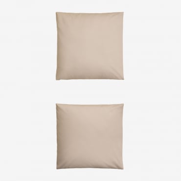 Set Of 2 Pillowcases In 180-thread-count Lesia Cotton Percale Tapioca Beige & 60 X 60 Cm - Sklum