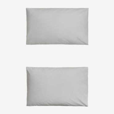 Pack Of 2 Pillowcases In 180-thread Count Percale Cotton Lesia Light Grey & 50 X 75 Cm - Sklum
