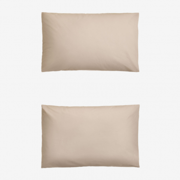 Set Of 2 Pillowcases In 180-thread-count Lesia Cotton Percale Tapioca Beige & 50 X 75 Cm - Sklum