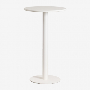 Round Garden High Table Ø60 Cm In Metal Mizzi Gardenia White - Sklum