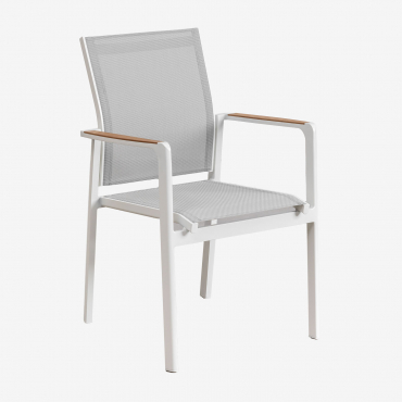 Pack Of 2 Stackable Garden Chairs With Armrests In Elvira Aluminum White - Sklum