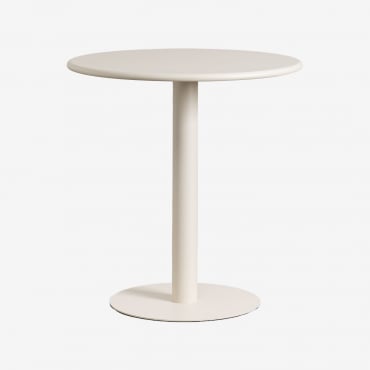 Round Garden Table Ø70 Cm In Metal Mizzi Tapioca Beige - Sklum