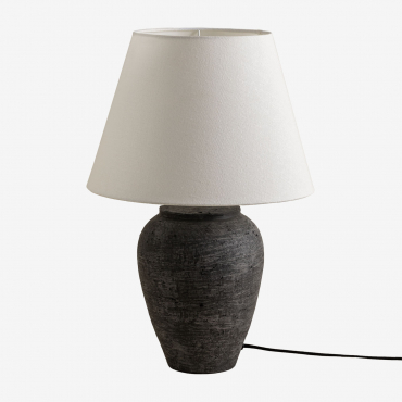 Ximena Linen And Terracotta Table Lamp Black - Sklum