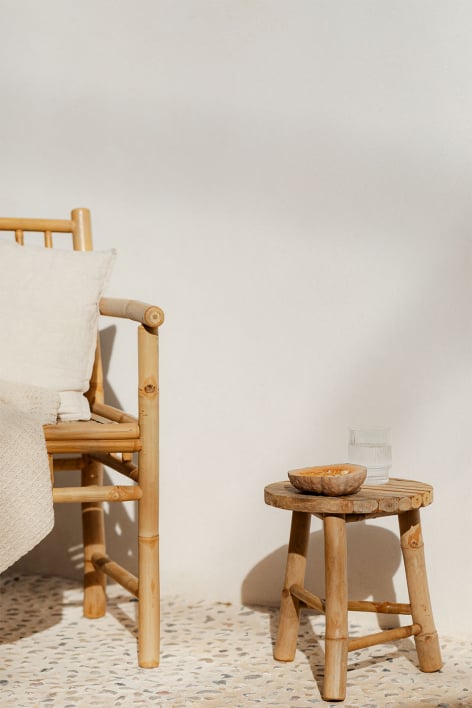 Garden low stool 35 cm in bamboo Barlou