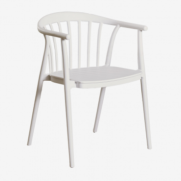 Pack Of 6 Ivor Stackable Garden Chairs With Armrests Gardenia White - Sklum