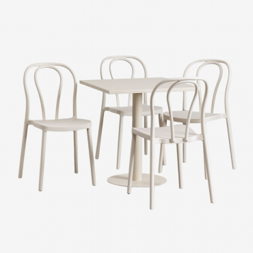 Mizzi Square Table 70x70 Cm And 4 Garden Chairs Set Tapioca Beige - Sklum