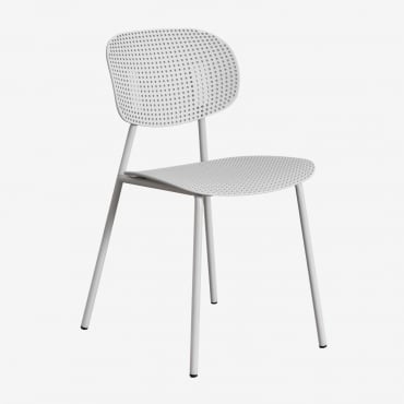 Pack Of 2 Garden Chairs In Iron And Polypropylene Tupah Light Grey - Sklum