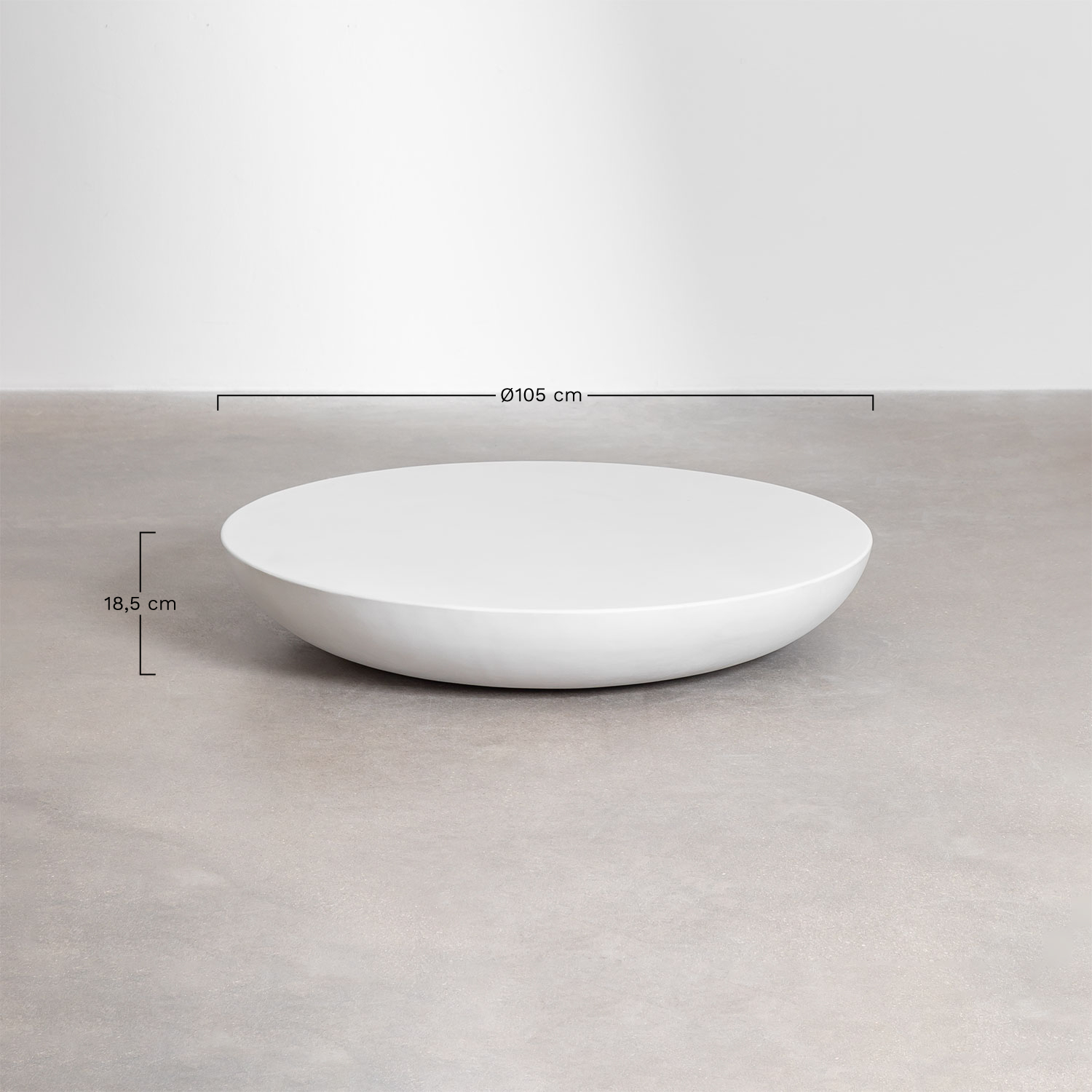 Round garden coffee table Ø105 cm in cement Zenadia, MEASURES