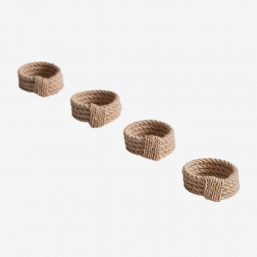Set Of 4 Katara Jute Napkin Rings Jute - Sklum